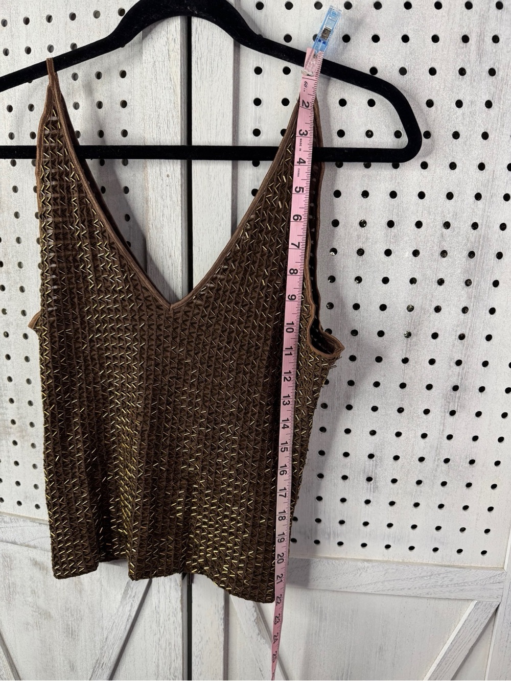 Cache Y2K Bronze Metallic Beaded Cami Tank Top Large 90s Party Club Glam - Picture 6 of 11